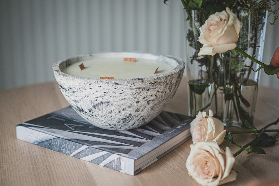 Large Limited Edition Concrete Candle: Dune with French Pear