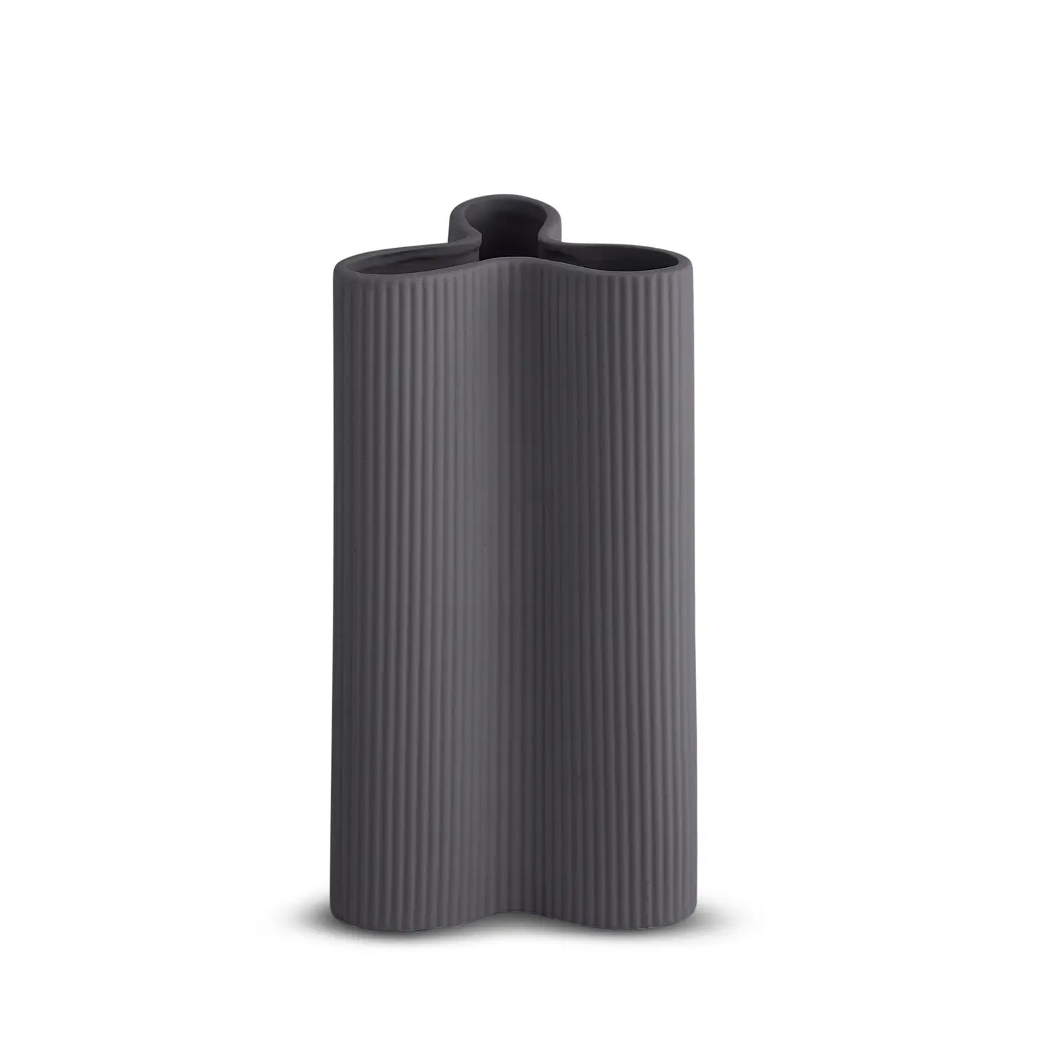 Ribbed Petal Vase Charcoal (L)