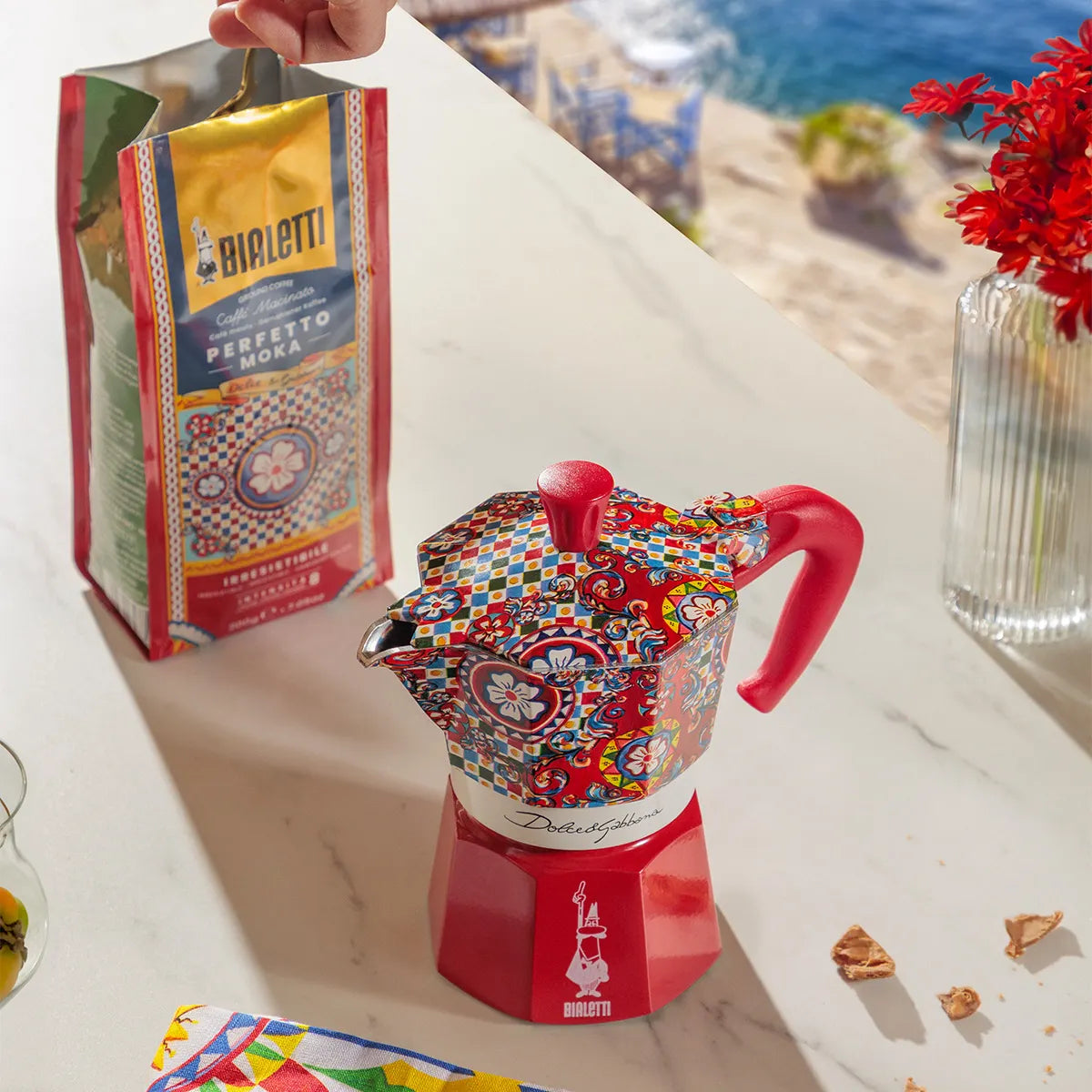 Box Moka Express Sicilian Cart 3 Cups & Perfetto Moka Irresistible Ground Coffee