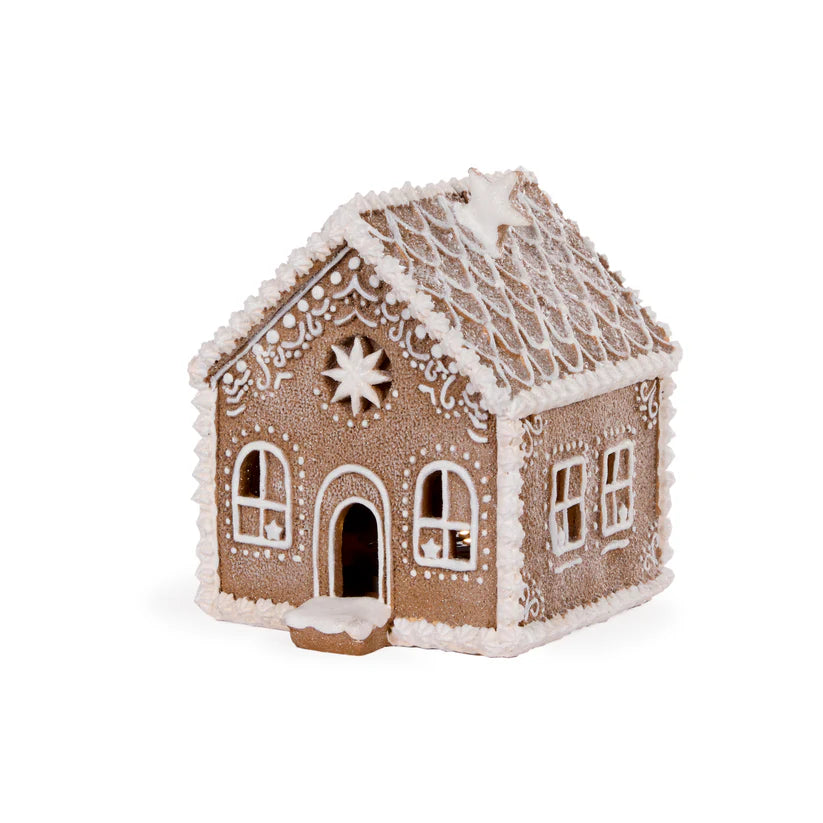 LED Snow Dusted Gingerbread Cottage