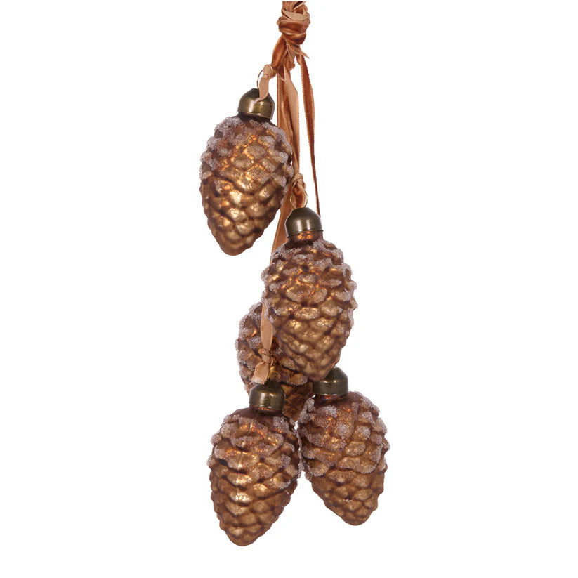 Frosted Copper Pinecone Cluster