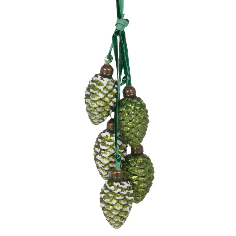 Frosted Green Pinecone Cluster