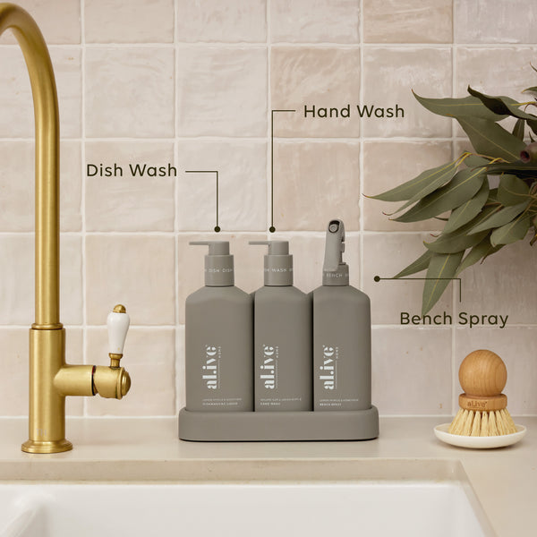 Kitchen Trio - Dishwashing Liquid, Hand Wash & Bench Spray Willow Gum & Lemon Myrtle